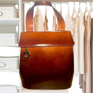 Salvatore Ferragamo Brown Ombré Leather Shoulder Bag -AQ-217148 Rare, Italy